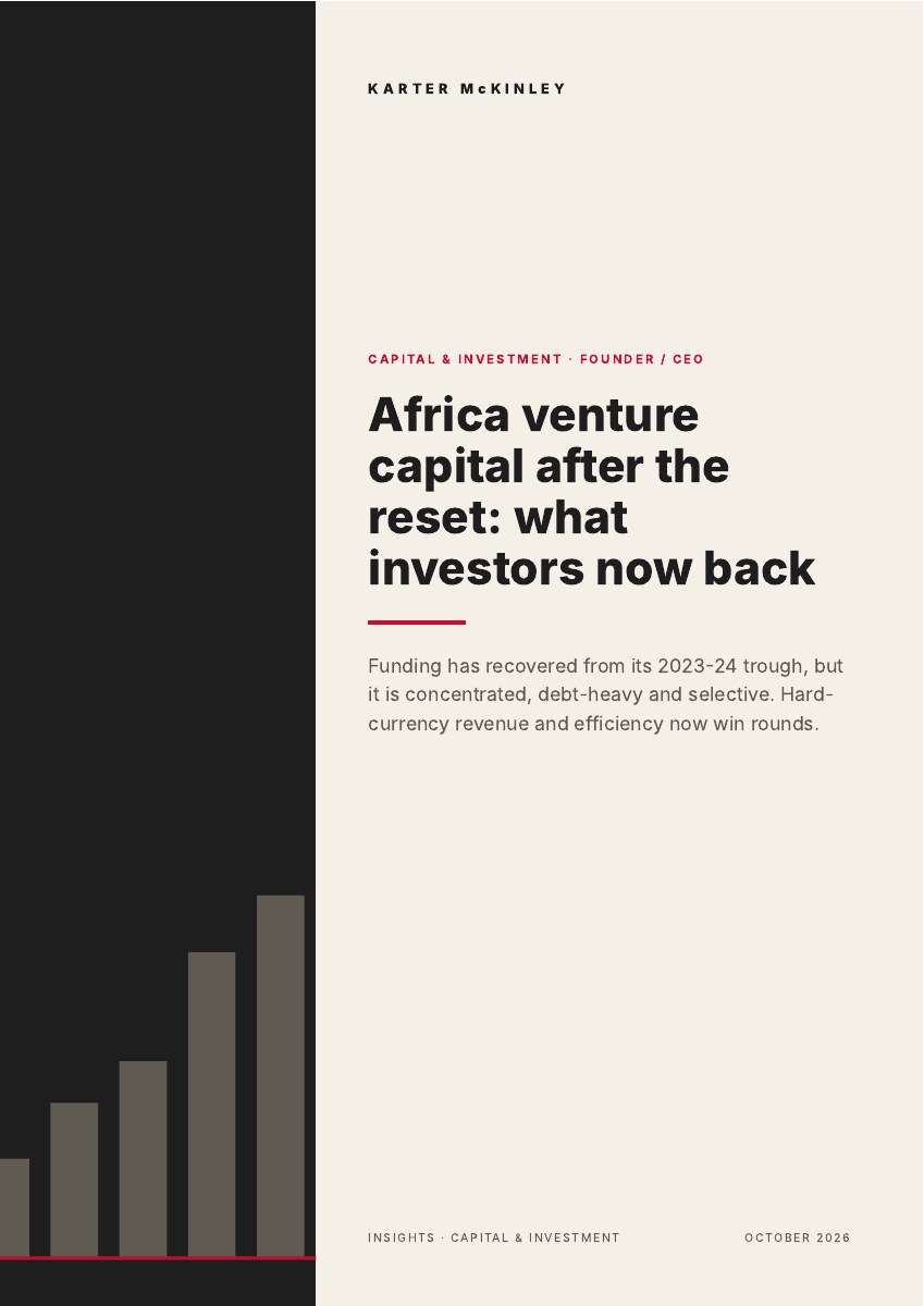 Front cover of Africa venture capital after the reset: what investors now back