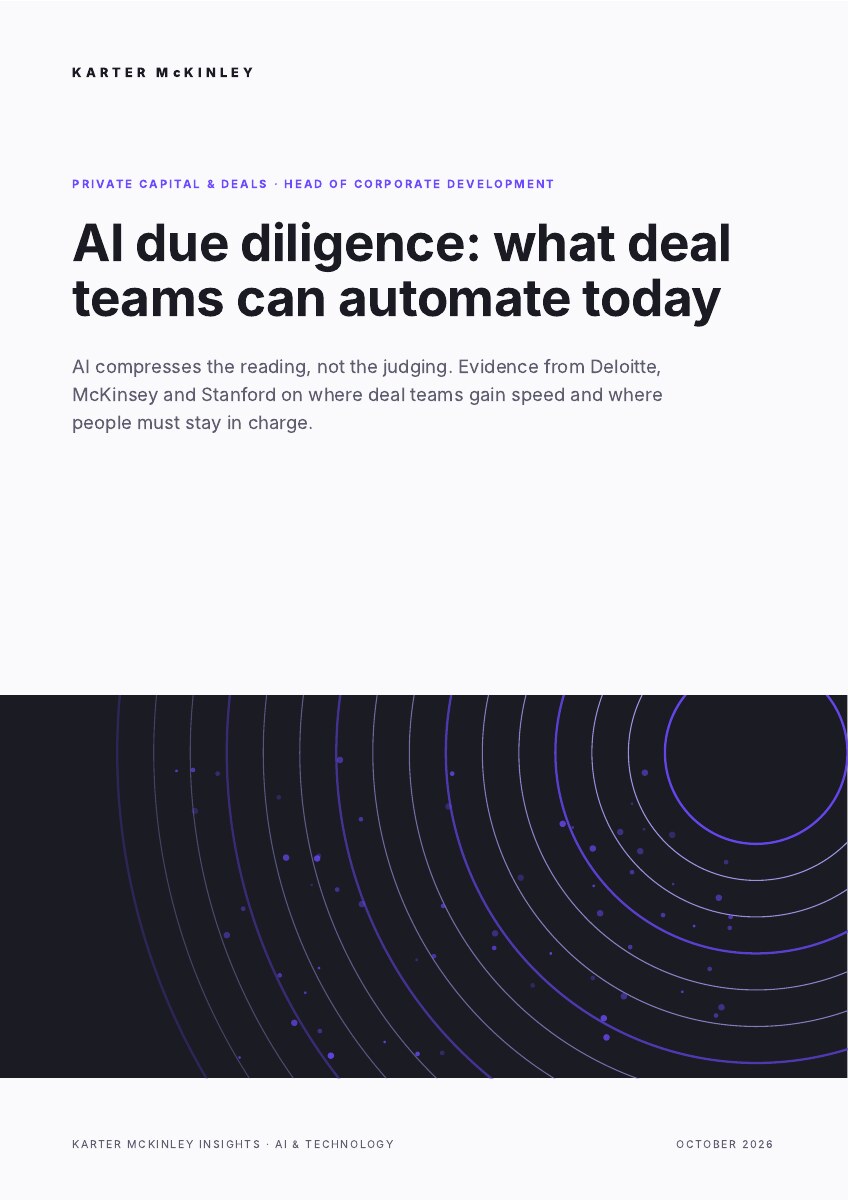 Front cover of AI due diligence: what deal teams can automate today