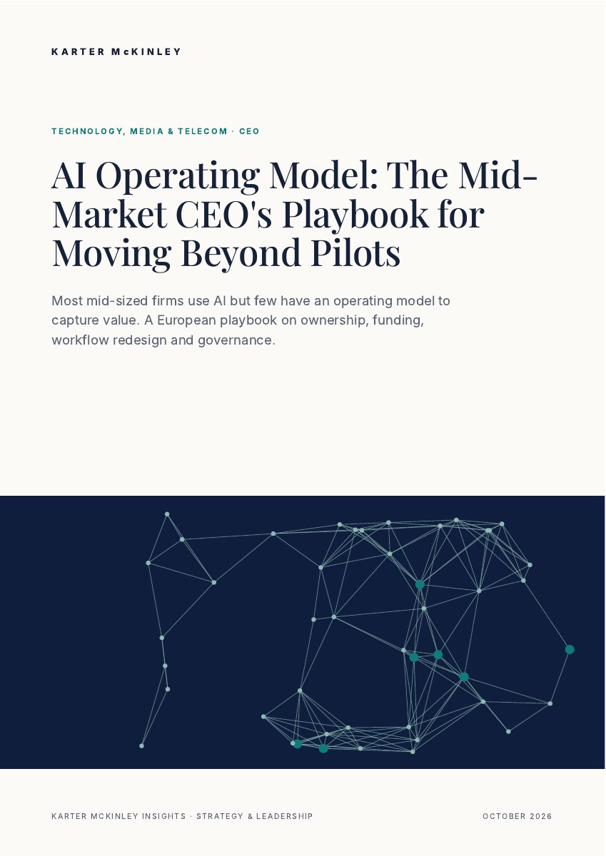 Front cover of AI Operating Model: The Mid-Market CEO's Playbook for Moving Beyond Pilots