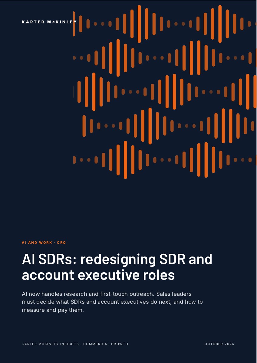 Front cover of AI SDRs: redesigning SDR and account executive roles