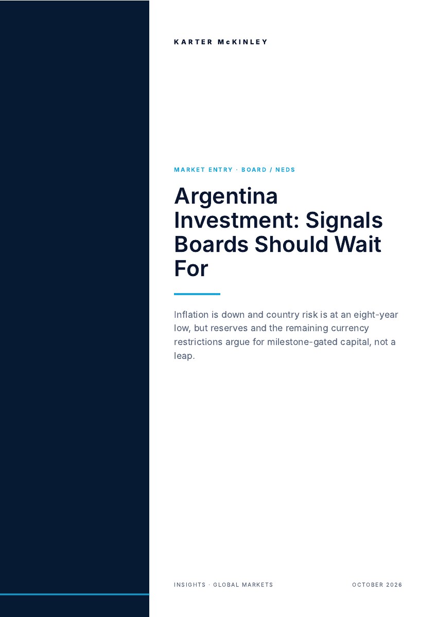 Front cover of Argentina Investment: Signals Boards Should Wait For