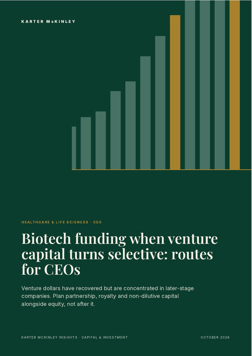 Front cover of Biotech funding when venture capital turns selective: routes for CEOs