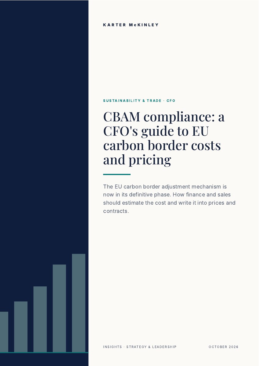 Front cover of CBAM compliance: a CFO's guide to EU carbon border costs and pricing