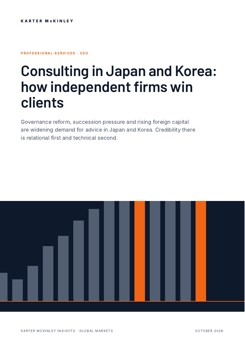 Front cover of Consulting in Japan and Korea: how independent firms win clients
