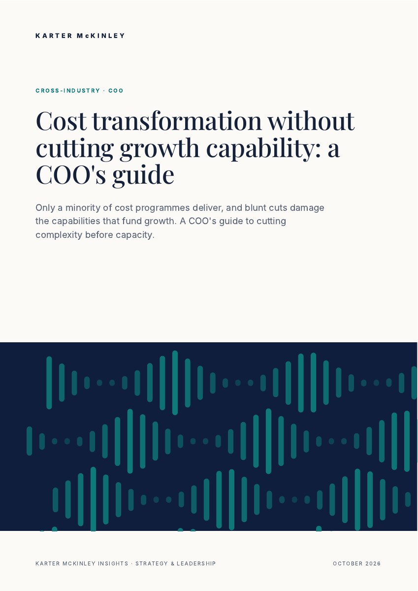 Front cover of Cost transformation without cutting growth capability: a COO's guide