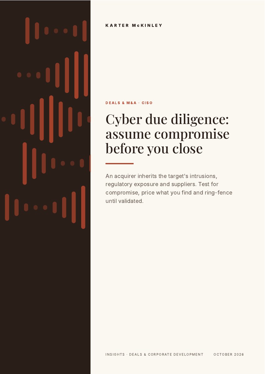Front cover of Cyber due diligence: assume compromise before you close