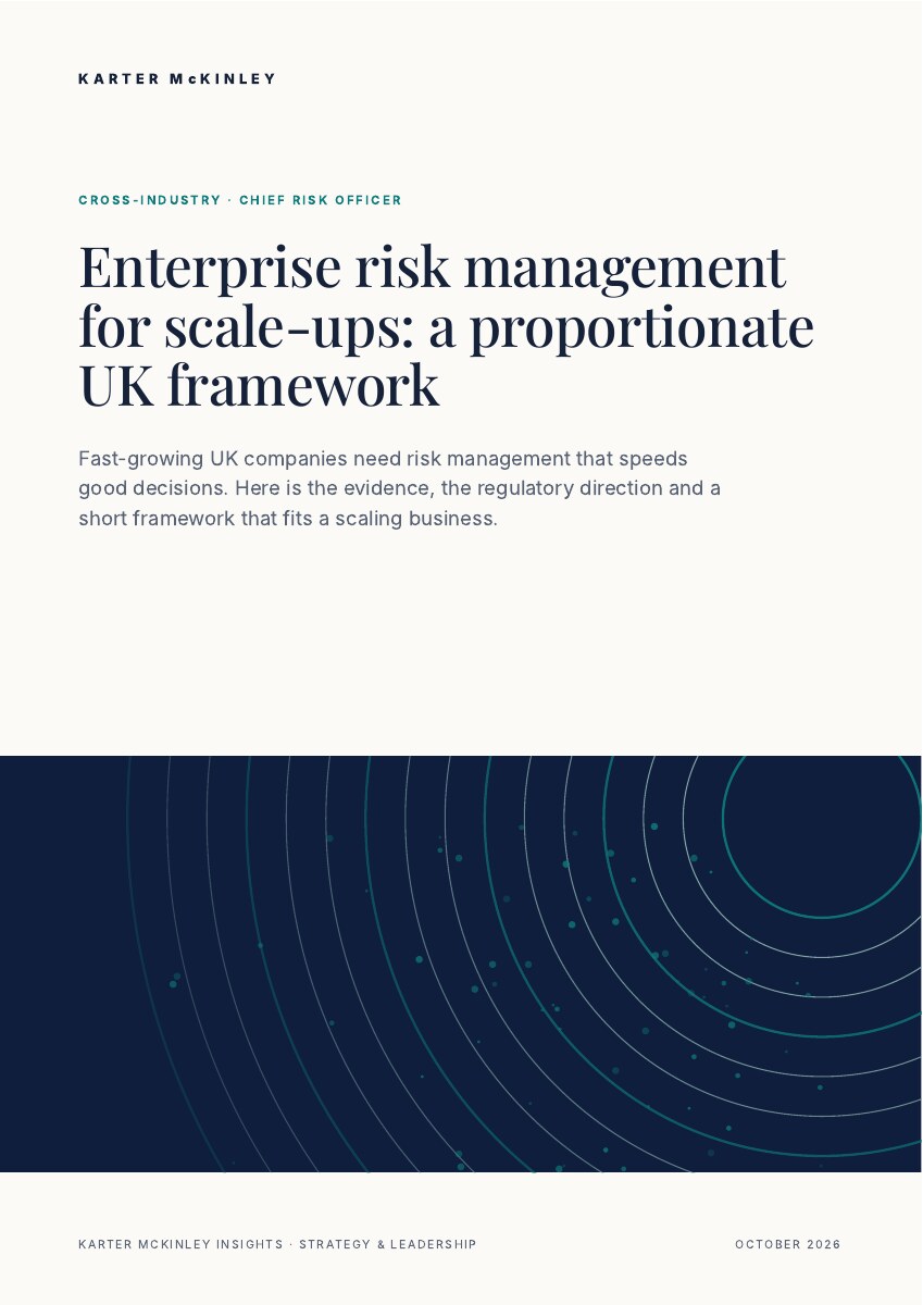 Front cover of Enterprise risk management for scale-ups: a proportionate UK framework
