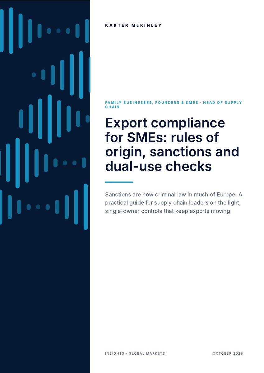 Front cover of Export compliance for SMEs: rules of origin, sanctions and dual-use checks
