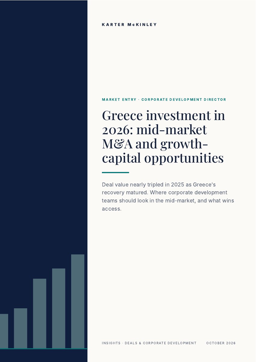 Front cover of Greece investment in 2026: mid-market M&A and growth-capital opportunities