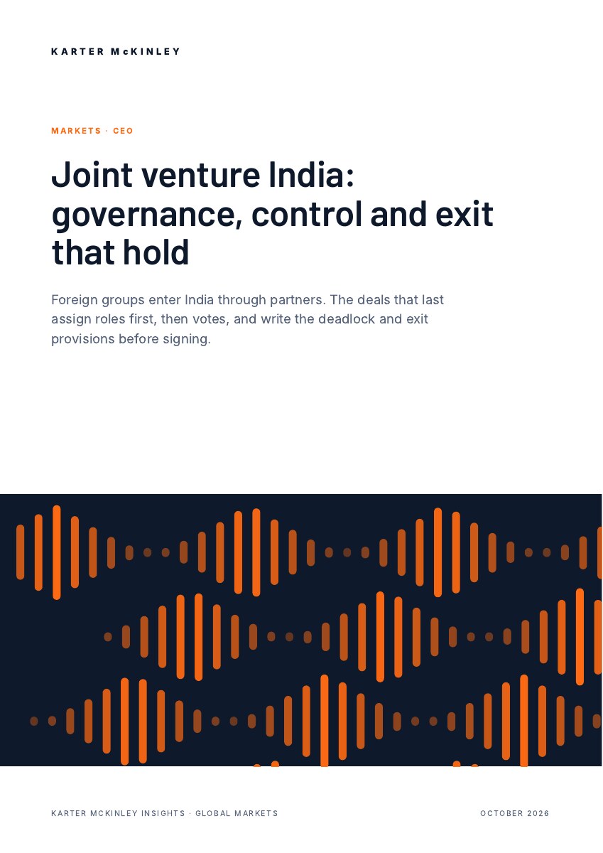 Front cover of Joint venture India: governance, control and exit that hold