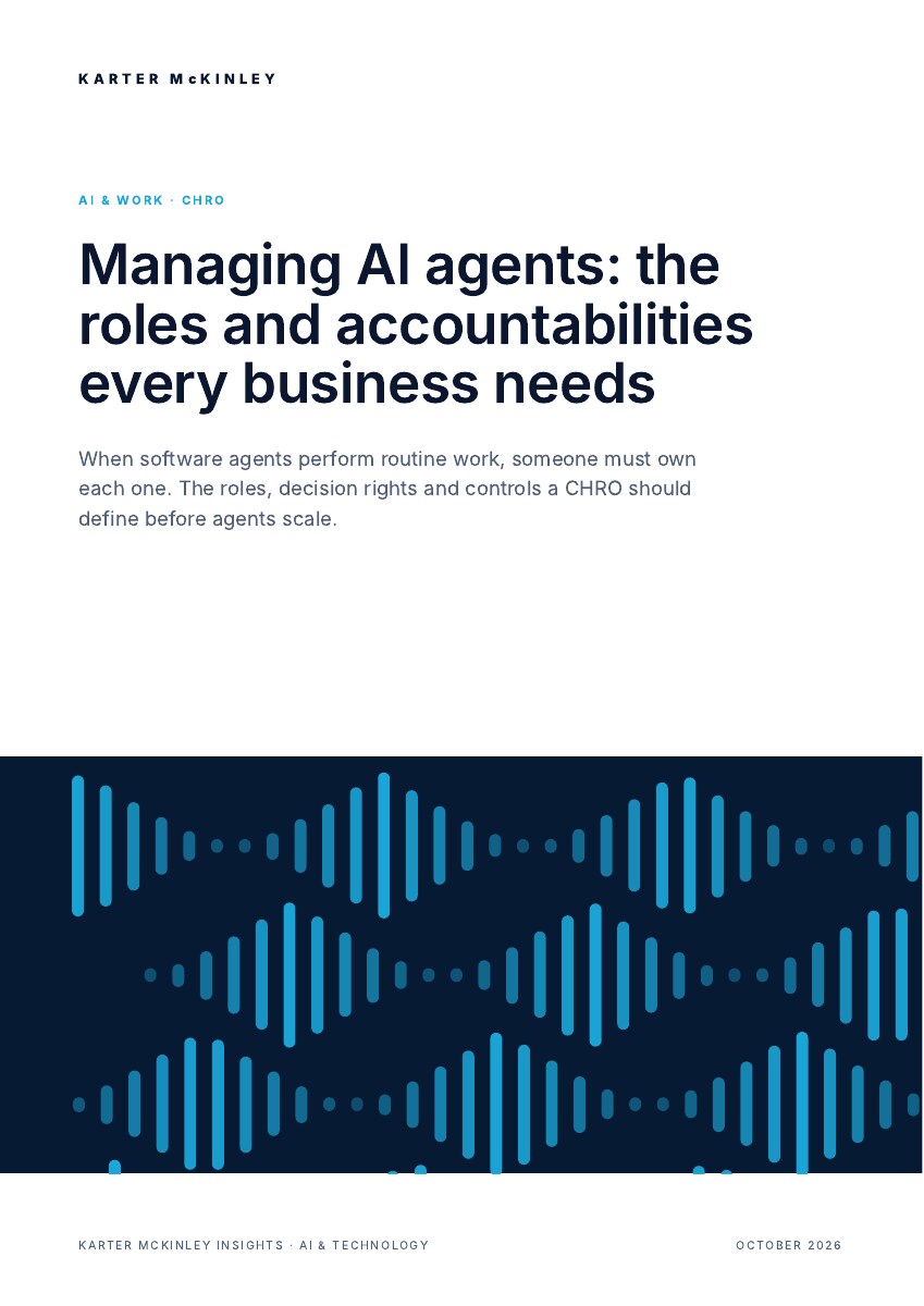 Front cover of Managing AI agents: the roles and accountabilities every business needs