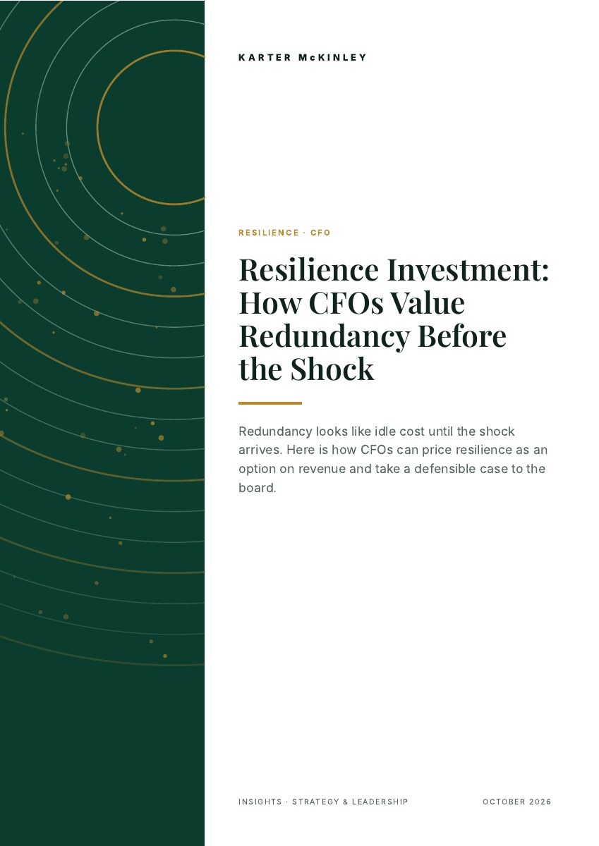Front cover of Resilience Investment: How CFOs Value Redundancy Before the Shock