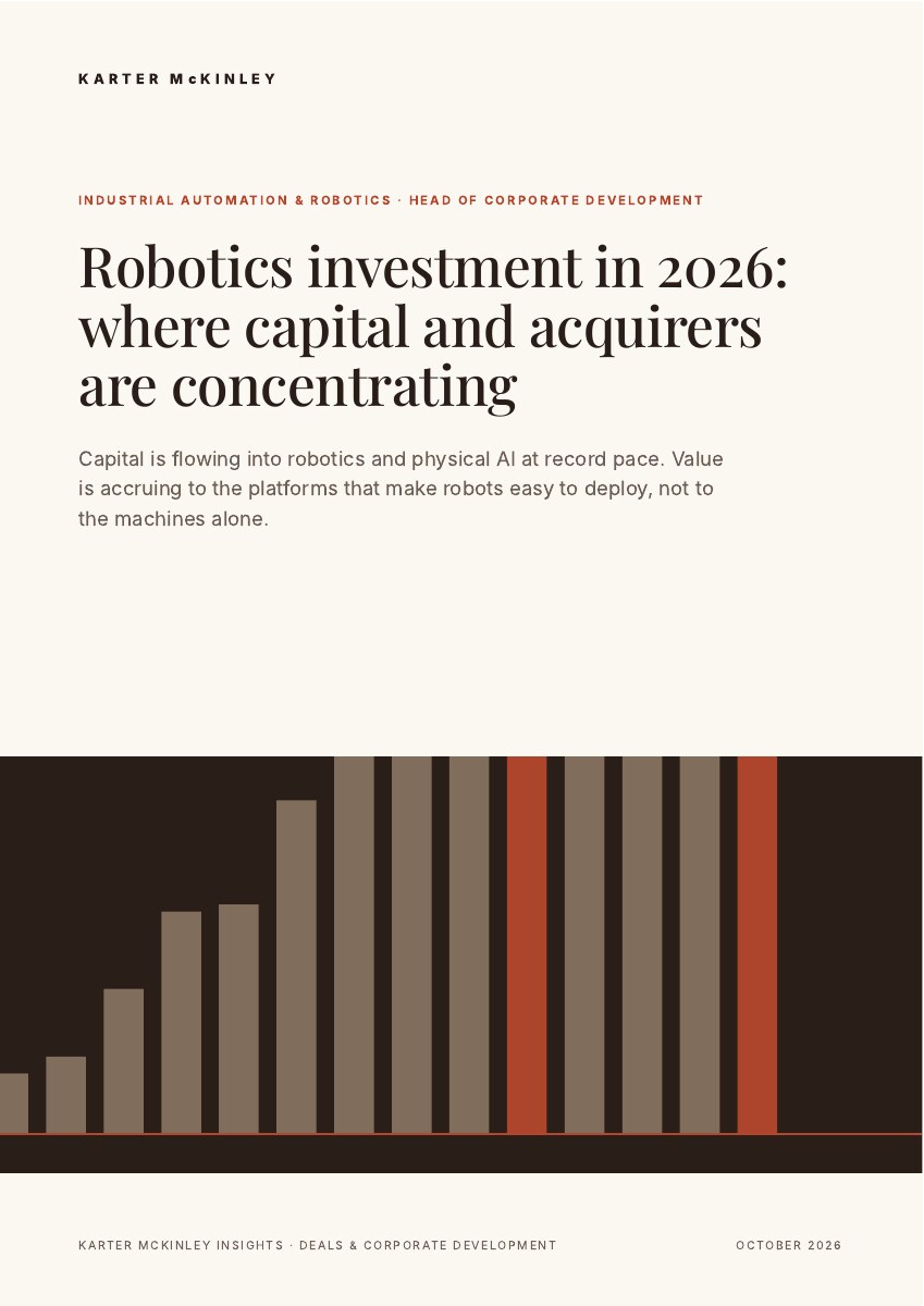 Front cover of Robotics investment in 2026: where capital and acquirers are concentrating