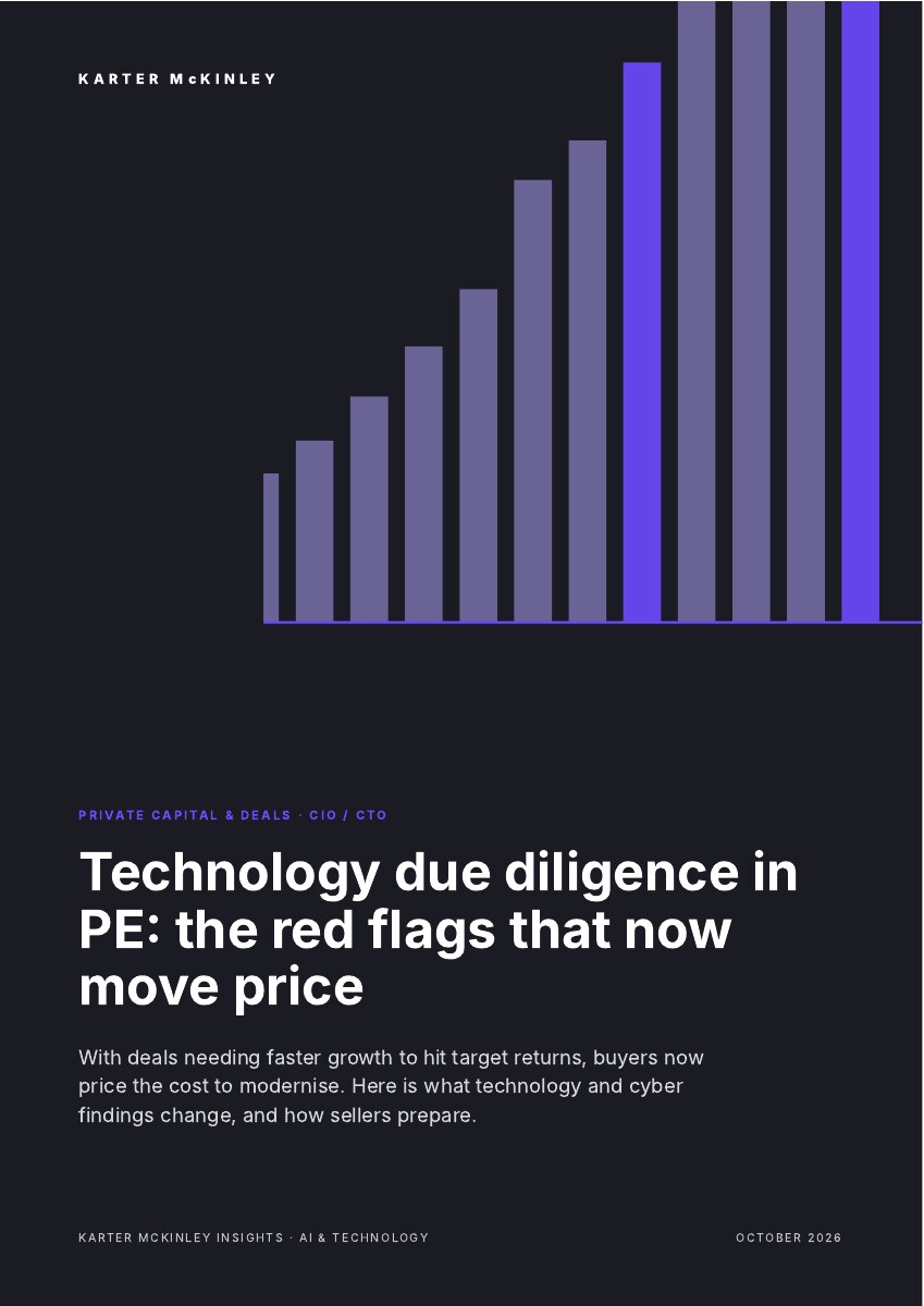 Front cover of Technology due diligence in PE: the red flags that now move price